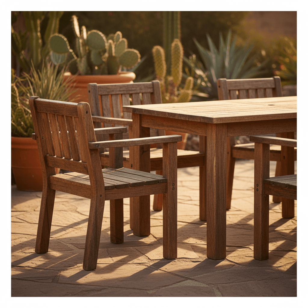 Durable outdoor patio furniture set on a backyard terrace